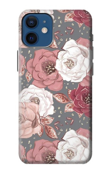 W3716 Rose Floral Pattern Hard Case and Leather Flip Case For iPhone 12 mini