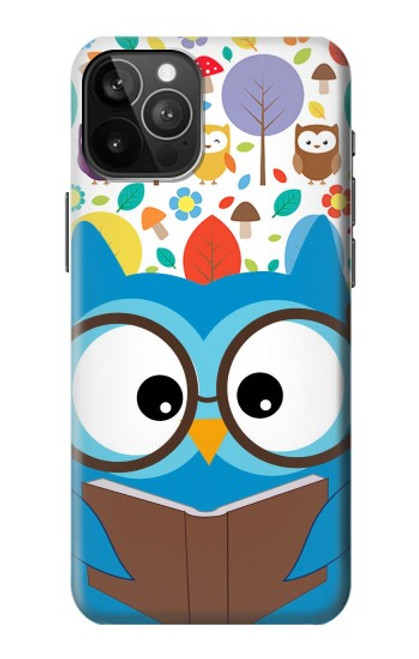 W2521 Cute Nerd Owl Cartoon Hard Case and Leather Flip Case For iPhone 12 Pro Max