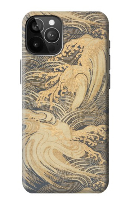 W2680 Japan Art Obi With Stylized Waves Hard Case and Leather Flip Case For iPhone 12 Pro Max