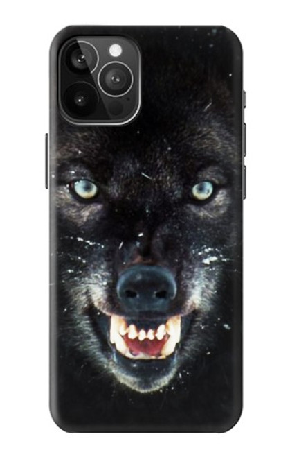 W2823 Black Wolf Blue Eyes Face Hard Case and Leather Flip Case For iPhone 12 Pro Max