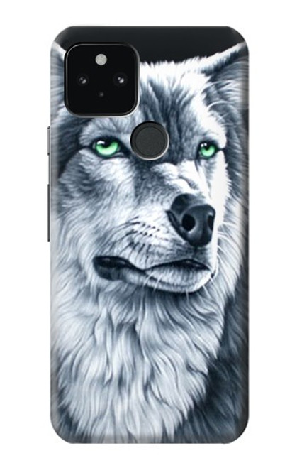 W0123 Grim White Wolf Hard Case and Leather Flip Case For Google Pixel 5