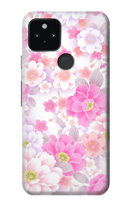 W3036 Pink Sweet Flower Flora Hard Case and Leather Flip Case For Google Pixel 5