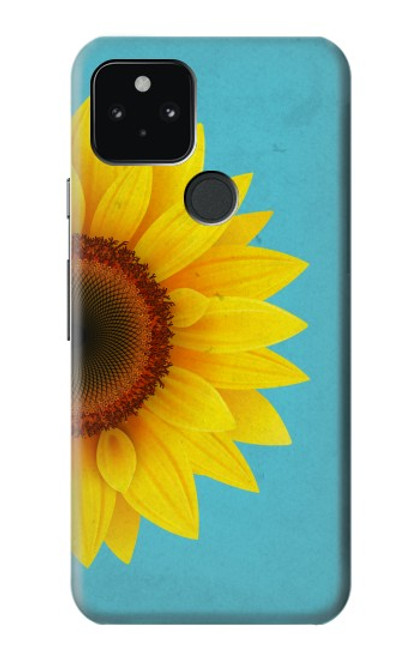W3039 Vintage Sunflower Blue Hard Case and Leather Flip Case For Google Pixel 5