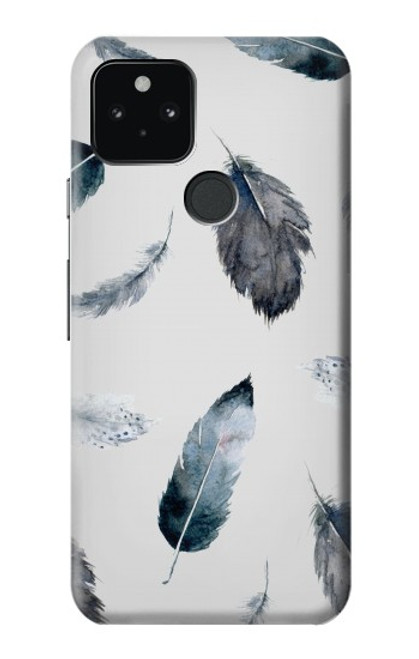 W3085 Feather Paint Pattern Hard Case and Leather Flip Case For Google Pixel 5