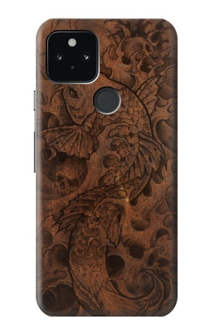 W3405 Fish Tattoo Leather Graphic Print Hard Case and Leather Flip Case For Google Pixel 5