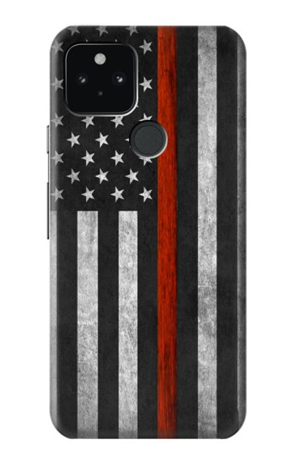 W3472 Firefighter Thin Red Line Flag Hard Case and Leather Flip Case For Google Pixel 5