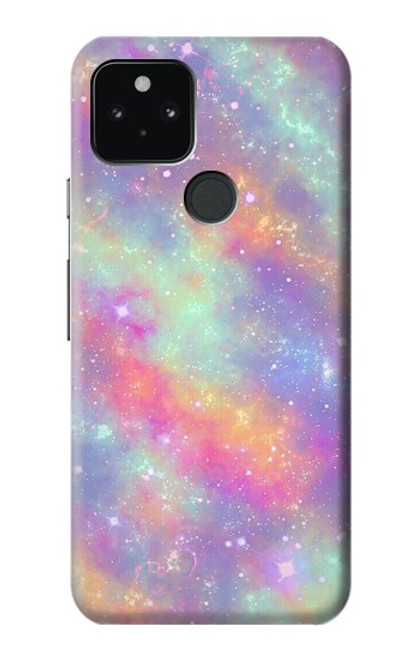 W3706 Pastel Rainbow Galaxy Pink Sky Hard Case and Leather Flip Case For Google Pixel 5