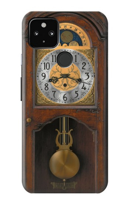 W3173 Grandfather Clock Antique Wall Clock Hard Case and Leather Flip Case For Google Pixel 4a 5G