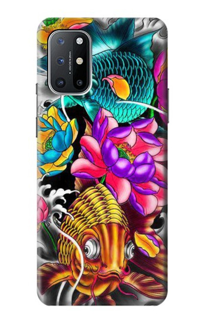 W1630 Fish Japanese Oriental Tattoo Hard Case and Leather Flip Case For OnePlus 8T