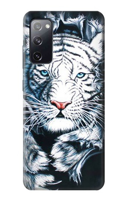 W0265 White Tiger Hard Case and Leather Flip Case For Samsung Galaxy S20 FE