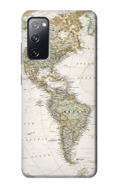 W0604 World Map Hard Case and Leather Flip Case For Samsung Galaxy S20 FE