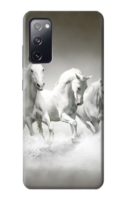 W0933 White Horses Hard Case and Leather Flip Case For Samsung Galaxy S20 FE