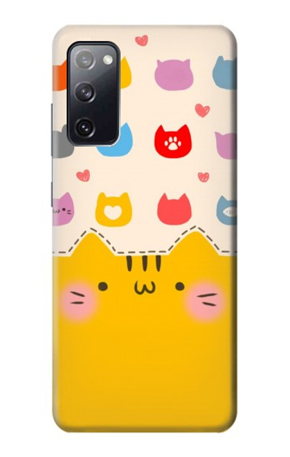 W2442 Cute Cat Cartoon Funny Hard Case and Leather Flip Case For Samsung Galaxy S20 FE