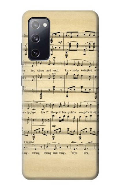 W2504 Vintage Music Sheet Hard Case and Leather Flip Case For Samsung Galaxy S20 FE