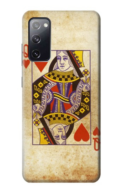 W2833 Poker Card Queen Hearts Hard Case and Leather Flip Case For Samsung Galaxy S20 FE