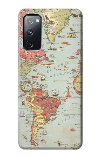 W3418 Vintage World Map Hard Case and Leather Flip Case For Samsung Galaxy S20 FE