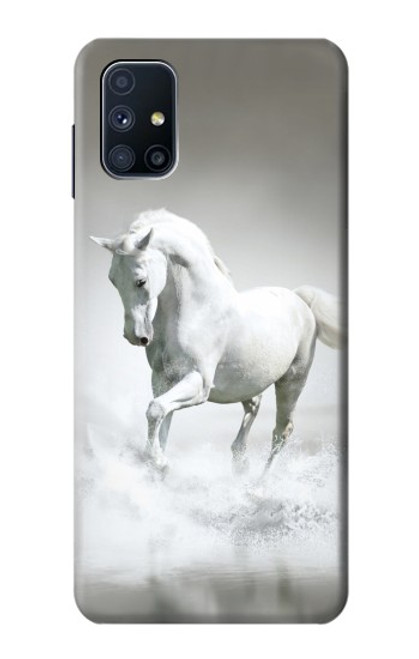 W0932 White Horse Hard Case and Leather Flip Case For Samsung Galaxy M51