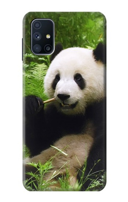 W1073 Panda Enjoy Eating Hard Case and Leather Flip Case For Samsung Galaxy M51