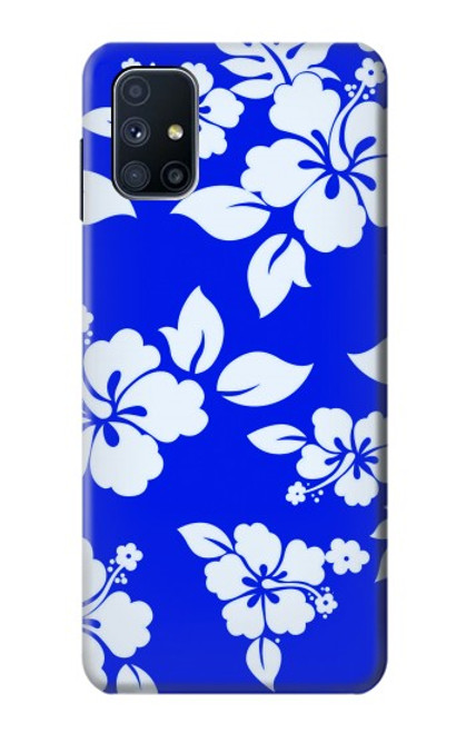 W2244 Hawaiian Hibiscus Blue Pattern Hard Case and Leather Flip Case For Samsung Galaxy M51