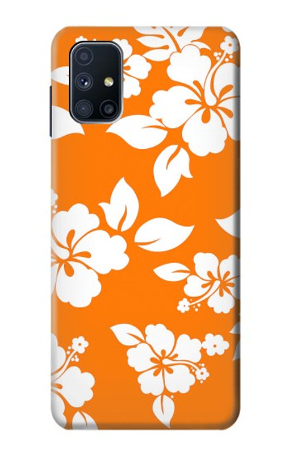 W2245 Hawaiian Hibiscus Orange Pattern Hard Case and Leather Flip Case For Samsung Galaxy M51