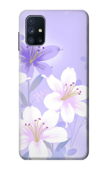 W2361 Purple White Flowers Hard Case and Leather Flip Case For Samsung Galaxy M51