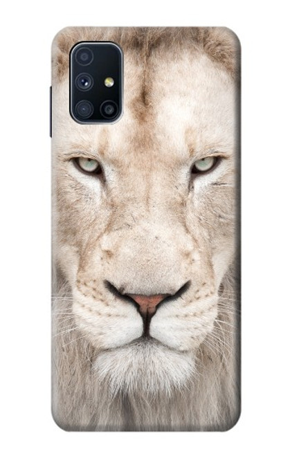 W2399 White Lion Face Hard Case and Leather Flip Case For Samsung Galaxy M51