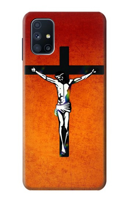 W2421 Jesus Christ On The Cross Hard Case and Leather Flip Case For Samsung Galaxy M51