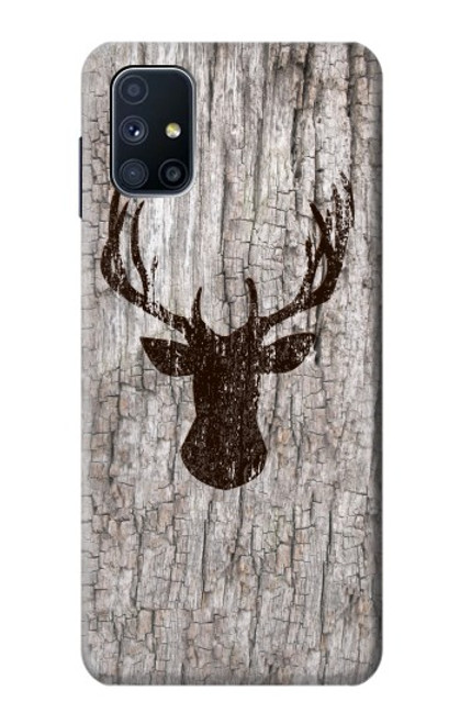 W2505 Reindeer Head Old Wood Texture Graphic Hard Case and Leather Flip Case For Samsung Galaxy M51