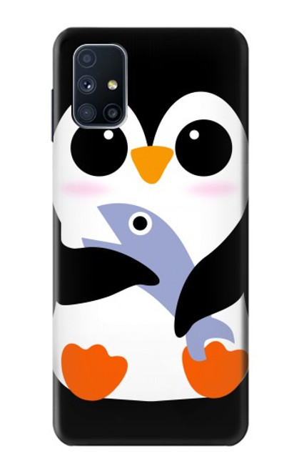 W2631 Cute Baby Penguin Hard Case and Leather Flip Case For Samsung Galaxy M51