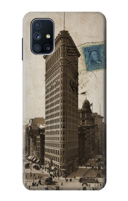 W2832 New York 1903 Flatiron Building Postcard Hard Case and Leather Flip Case For Samsung Galaxy M51