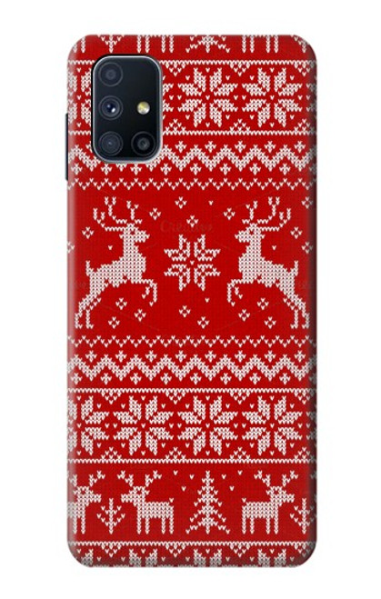 W2835 Christmas Reindeer Knitted Pattern Hard Case and Leather Flip Case For Samsung Galaxy M51