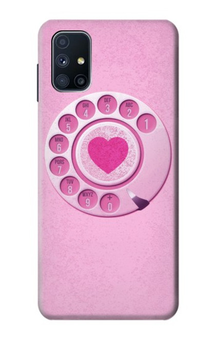 W2847 Pink Retro Rotary Phone Hard Case and Leather Flip Case For Samsung Galaxy M51