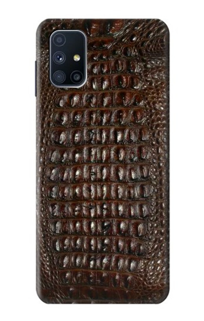 W2850 Brown Skin Alligator Graphic Printed Hard Case and Leather Flip Case For Samsung Galaxy M51