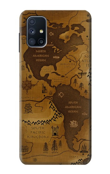 W2861 Antique World Map Hard Case and Leather Flip Case For Samsung Galaxy M51