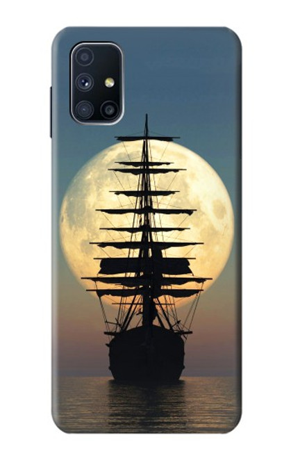 W2897 Pirate Ship Moon Night Hard Case and Leather Flip Case For Samsung Galaxy M51