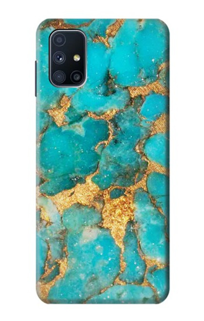 W2906 Aqua Turquoise Stone Hard Case and Leather Flip Case For Samsung Galaxy M51