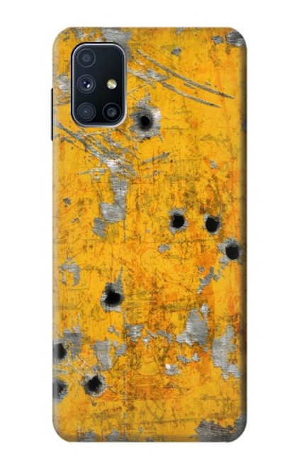 W3528 Bullet Rusting Yellow Metal Hard Case and Leather Flip Case For Samsung Galaxy M51