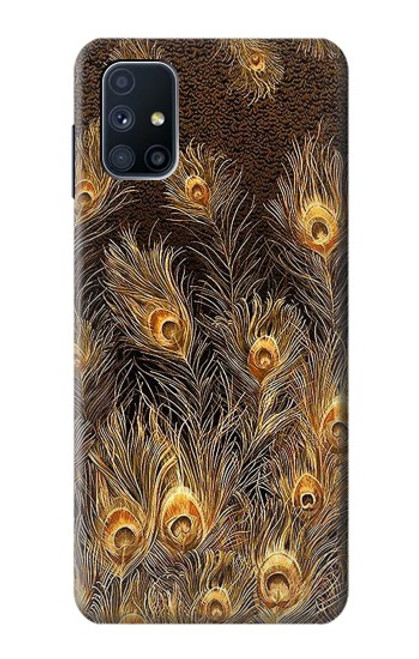 W3691 Gold Peacock Feather Hard Case and Leather Flip Case For Samsung Galaxy M51