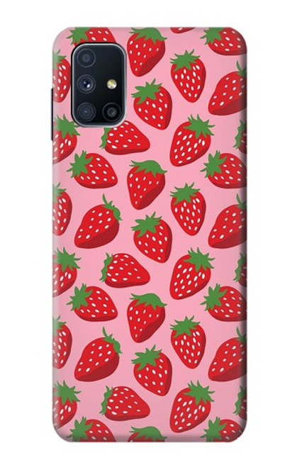 W3719 Strawberry Pattern Hard Case and Leather Flip Case For Samsung Galaxy M51