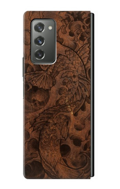 W3405 Fish Tattoo Leather Graphic Print Hard Case For Samsung Galaxy Z Fold2 5G