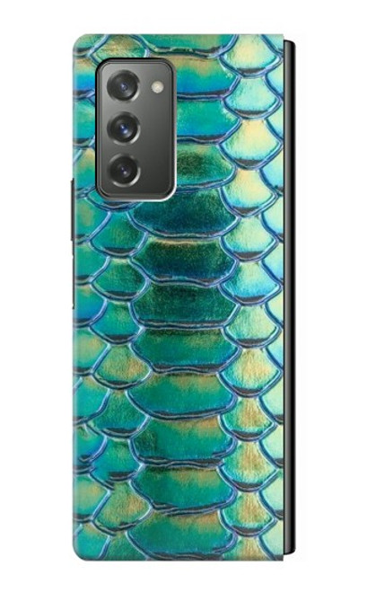 W3414 Green Snake Scale Graphic Print Hard Case For Samsung Galaxy Z Fold2 5G