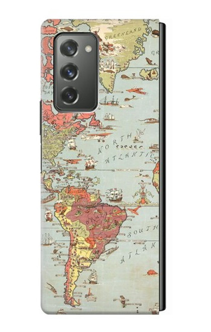 W3418 Vintage World Map Hard Case For Samsung Galaxy Z Fold2 5G