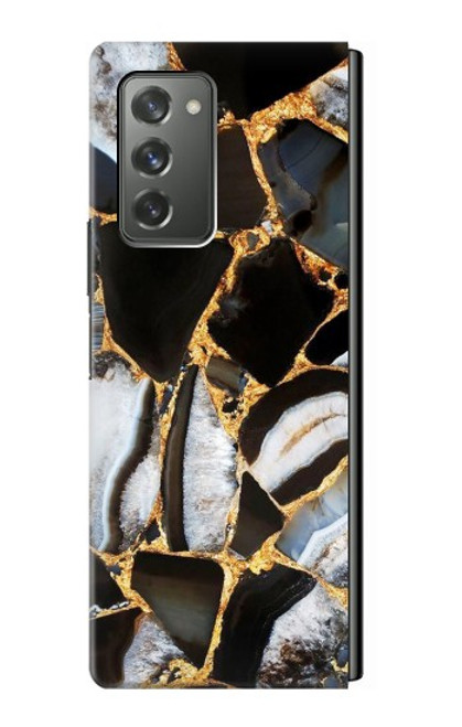 W3419 Gold Marble Graphic Print Hard Case For Samsung Galaxy Z Fold2 5G