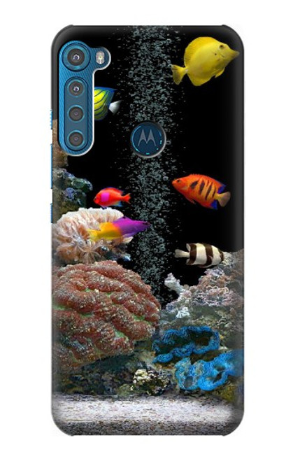 W0226 Aquarium Hard Case and Leather Flip Case For Motorola One Fusion+