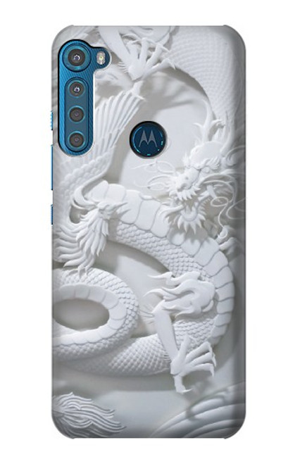 W0386 Dragon Carving Hard Case and Leather Flip Case For Motorola One Fusion+