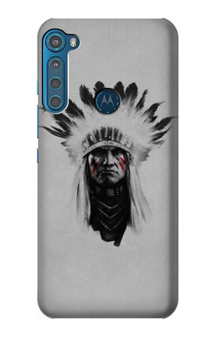 W0451 Indian Chief Hard Case and Leather Flip Case For Motorola One Fusion+