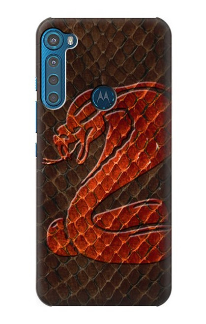 W0663 Cobra Snake Skin Hard Case and Leather Flip Case For Motorola One Fusion+