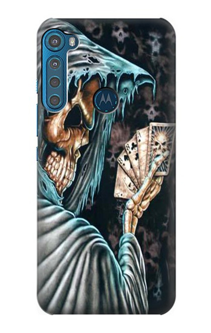 W0748 Grim Reaper Death Poker Hard Case and Leather Flip Case For Motorola One Fusion+