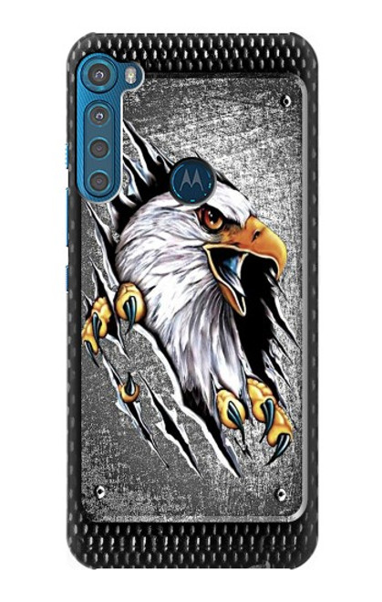 W0855 Eagle Metal Hard Case and Leather Flip Case For Motorola One Fusion+