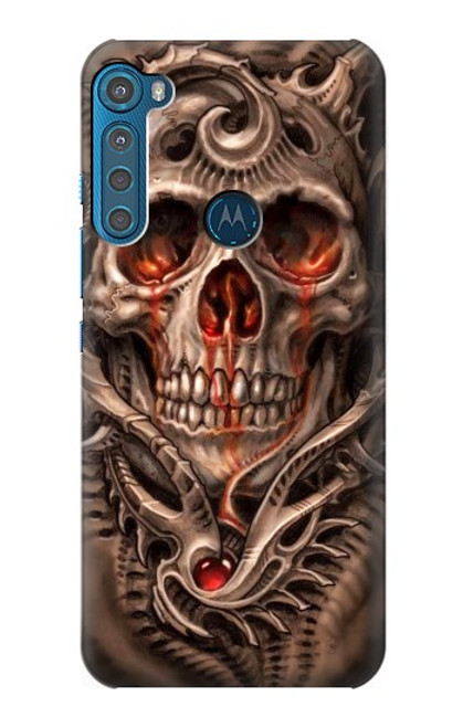 W1675 Skull Blood Tattoo Hard Case and Leather Flip Case For Motorola One Fusion+
